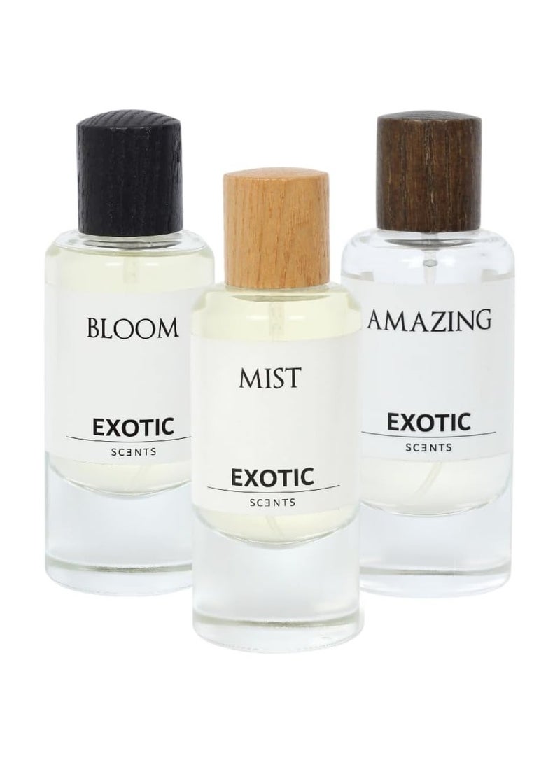 Exotic Scents Exotic Scents Bloom, Mist & Amazing Eau de Parfum Combo Set - 3 x 60ml  - Image 1