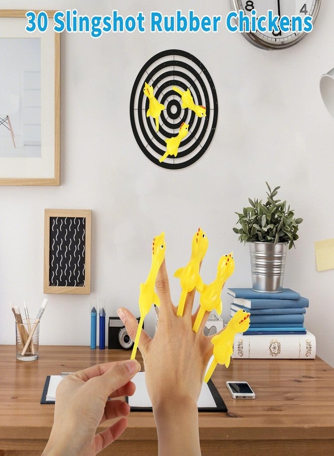 OUMASK 30 Pcs Rubber Chicken Slingshot, Flying Chicken Slingshot Game Finger Slingshot Chicken Toys Chicken Flingers Flinging Chickens for Party, Gag Gifts - Image 5