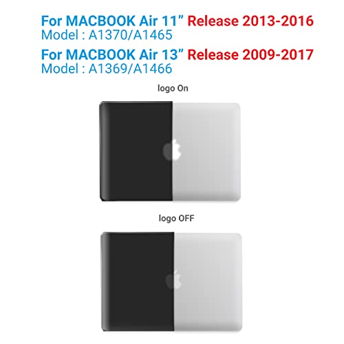 IBENZER Compatible with Old Version MacBook Air 13 Inch Case (2010-2017 Release). Models: A1466 / A1369, Plastic Hard Shell Case with Keyboard Cover for Mac Air 13, BK, A13BK+1N - Image 3
