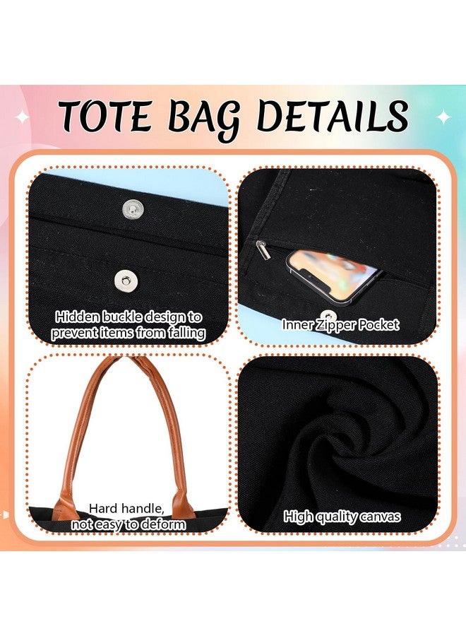 Sanwuta 3 Pcs Mommy Bag for Hospital Diaper Bag Tote Mom Hospital Bag for Labor and Delivery Black Canvas Tote Bag Pouch Mom Diaper Bag for Mother's Day Gift - Image 2
