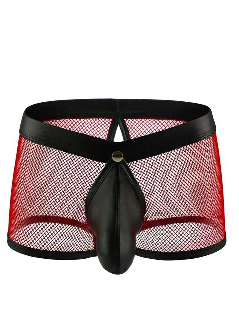 SYOSI - Men's Mesh Boxer Briefs Breathable Underwear Buckled Pouch Trunks Fashion with Pouch Mini Sport Underpants Men's Athletic Supporter Good Gift for Boyfriend or Husband - Image 1