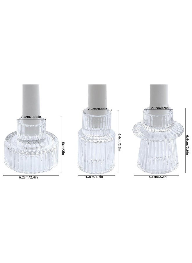 DUNISO 3Pcs Candle Holders，Glass Candle Holders for Taper Candles,Pillar Candles and Tealight Candles,for Table Centerpieces, Wedding Decor and Dinner Party ，Clear - Image 2