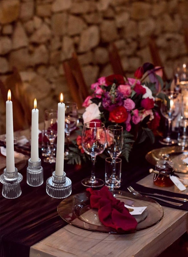 DUNISO 3Pcs Candle Holders，Glass Candle Holders for Taper Candles,Pillar Candles and Tealight Candles,for Table Centerpieces, Wedding Decor and Dinner Party ，Clear - Image 4