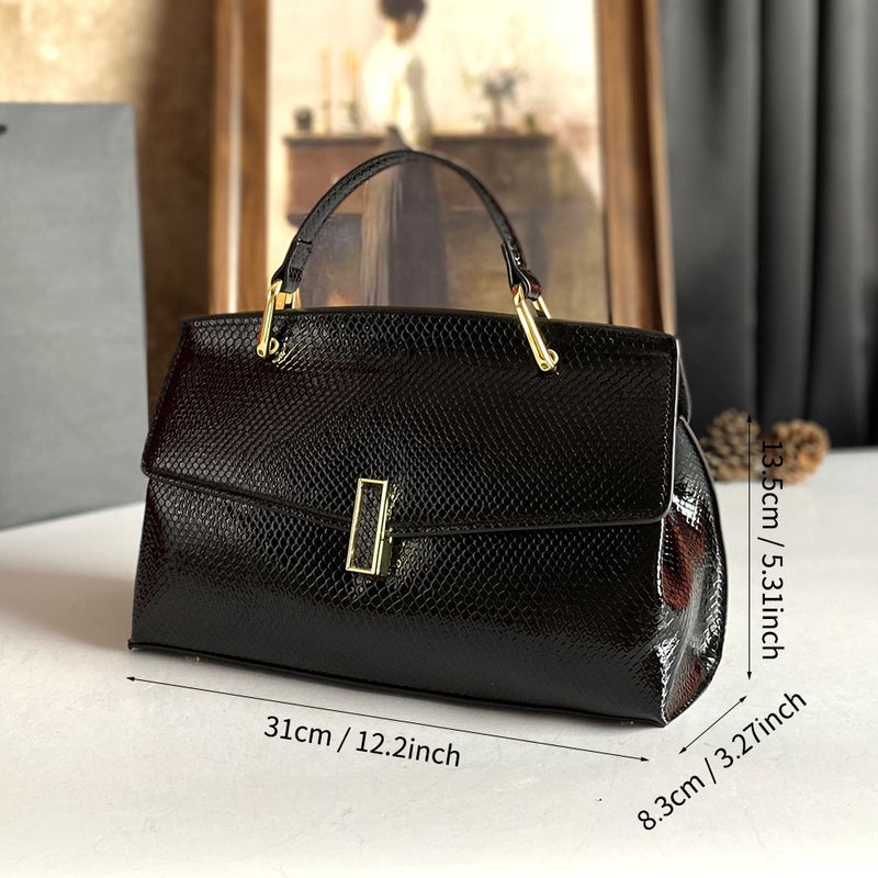 2025 -Selling Mom Crossbody Bag Versatile Shiny Snake Print Patchwork Design Handbag Shoulder Bag Casual Versatile - Image 3