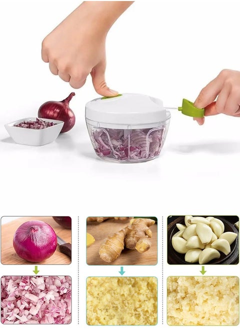 Onions Chopper - Ginger Masher and Garlice Masher - 400ml Pull Rope Vegetable and Onion Cutter, Quick Efficient and Convenient