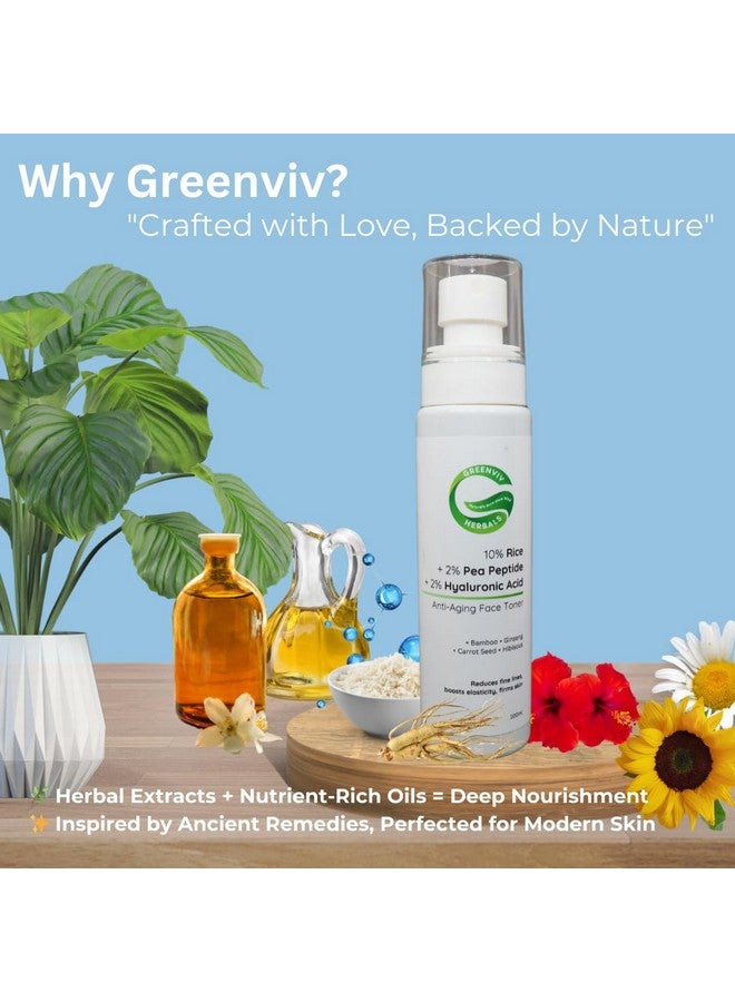 Greenviv 10% Rice + 2% Pea Peptide + 2% Hyaluronic Acid Anti-Aging Face Toner | Helps Reduce Fine Lines & Wrinkles | 100ml - Image 4