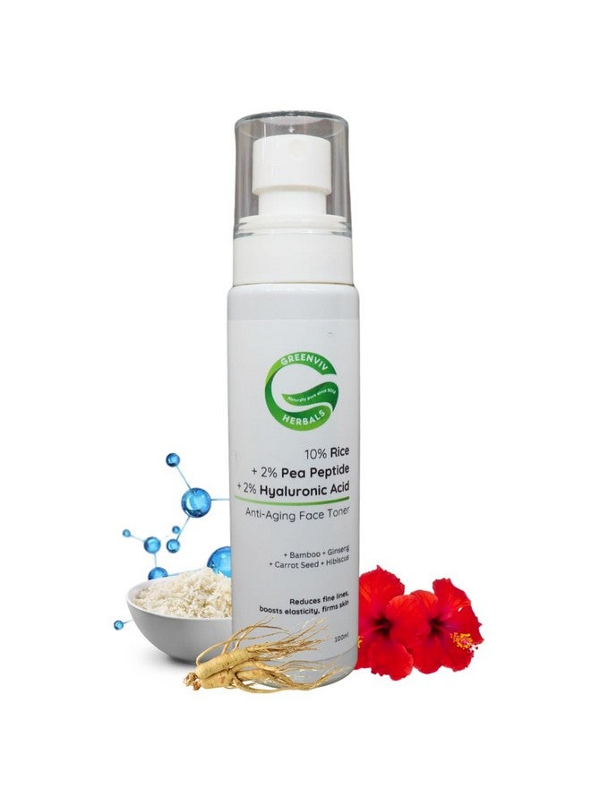 Greenviv 10% Rice + 2% Pea Peptide + 2% Hyaluronic Acid Anti-Aging Face Toner | Helps Reduce Fine Lines & Wrinkles | 100ml - Image 1
