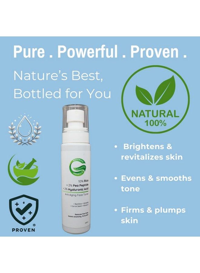 Greenviv 10% Rice + 2% Pea Peptide + 2% Hyaluronic Acid Anti-Aging Face Toner | Helps Reduce Fine Lines & Wrinkles | 100ml - Image 2