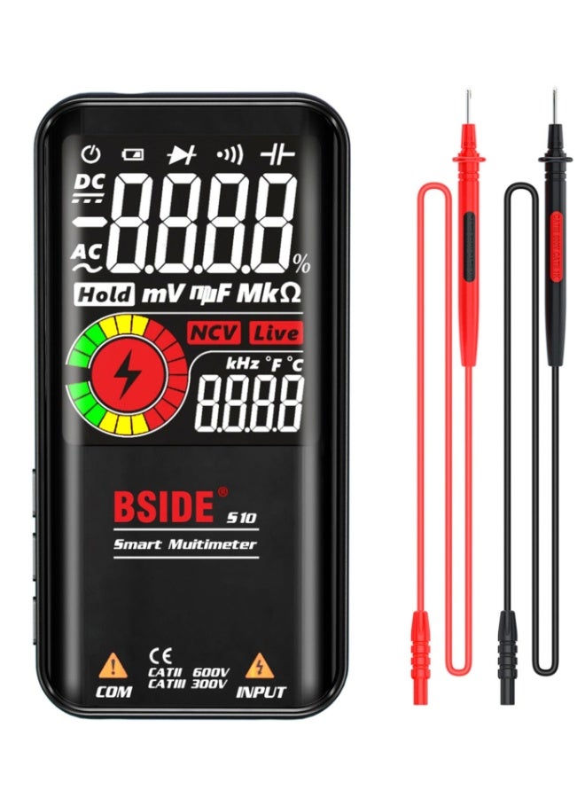 BSIDE S10 Intelligent 9999 Counts Multimeter Digital LCD Display AC/DC Voltmeter Ohmmeter Test Resistance Capacitance Frequency Diode Continuity NCV Live Line with Flash Light Data Hold - Image 1