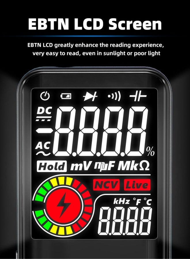 BSIDE S10 Intelligent 9999 Counts Multimeter Digital LCD Display AC/DC Voltmeter Ohmmeter Test Resistance Capacitance Frequency Diode Continuity NCV Live Line with Flash Light Data Hold - Image 3