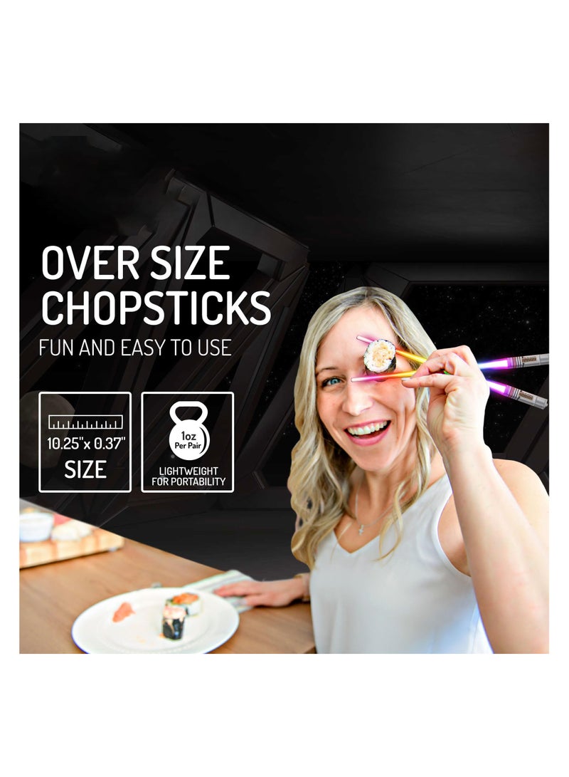 SYOSI Light Up LED Lightsaber Chopsticks | Reusable Glowing Star Wars-Themed Sushi Sticks for Adults  Kids | Fun Geeky Gift with Bright Red  Blue Lights (2 Pairs) - Image 5