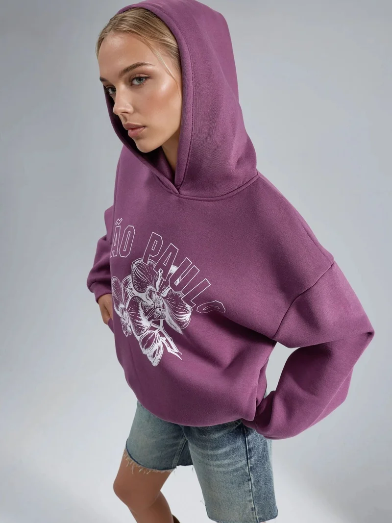 Busem BUSEM Oversized Printed Hooded Sweatshirt