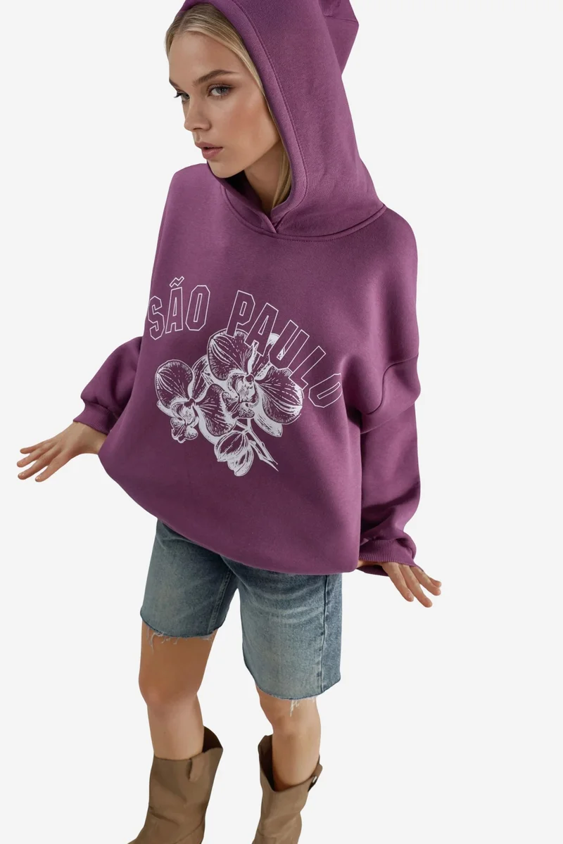 BUSEM Oversized Printed Hooded Sweatshirt