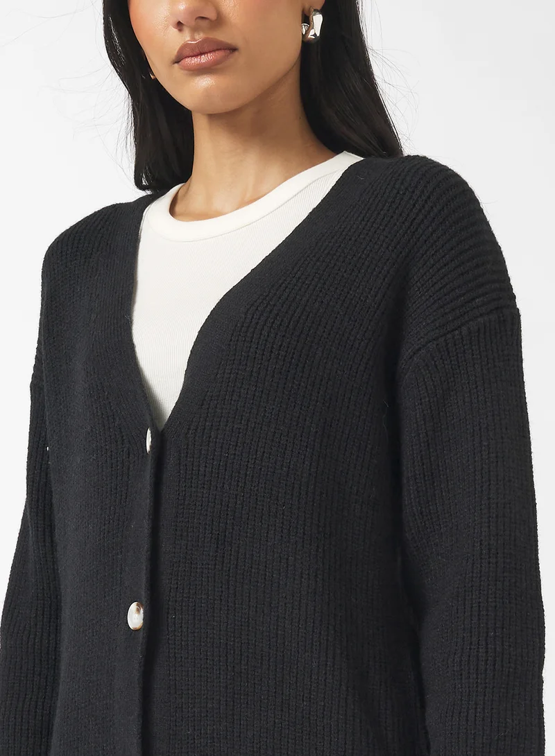 Ginger Longline Knitted Button Up Cardigan
