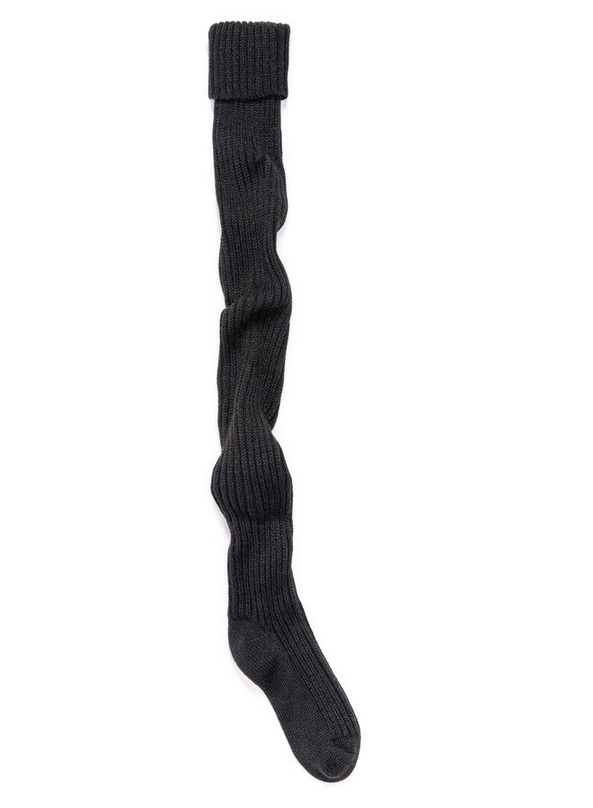 MUK LUKS جوارب نسائية من موك لوكس®، جوارب سميكة مضلعة فوق الركبة، لون أسود داكن، مقاس أمريكي واحد - Image 3