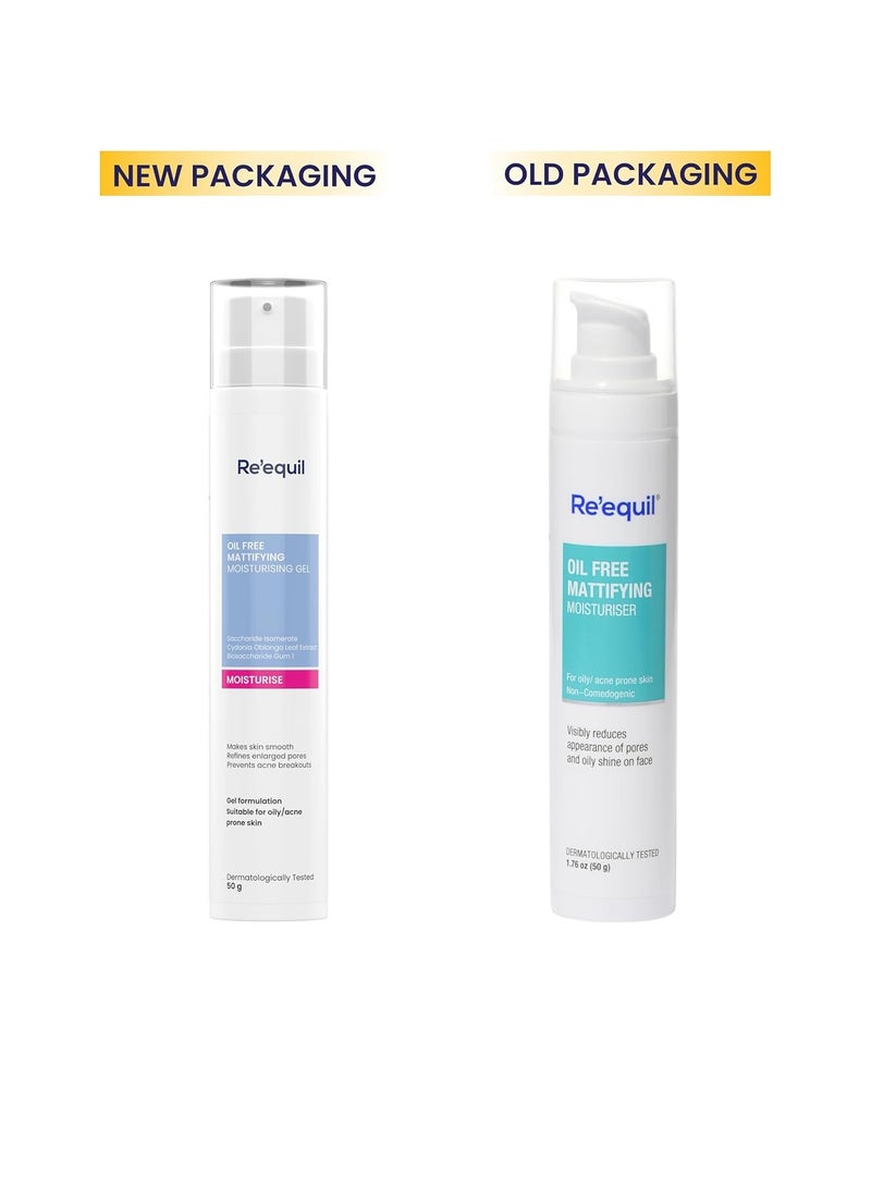 RE' EQUIL RE' EQUIL Oil Free Mattifying Moisturiser Boosts Hydration, Refines Enlarged Pores Prevents Acne Breakouts For Oily, Acne Prone Skin 50g - Image 2