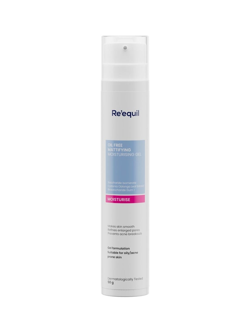 RE' EQUIL RE' EQUIL Oil Free Mattifying Moisturiser Boosts Hydration, Refines Enlarged Pores Prevents Acne Breakouts For Oily, Acne Prone Skin 50g - Image 1