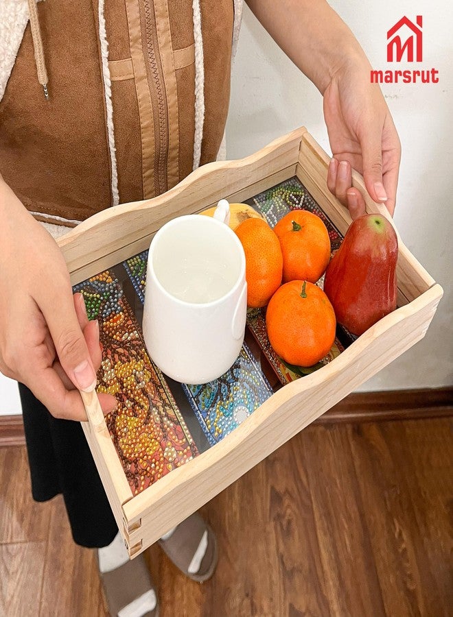 Marsrut Diamond Art Wooden Tray Kit, 5D Painting Rectangular Serving Tray, Dot Drilled Dinner Plate, Creative DIY Mosaic with Handle & Four Seasons Scenery for Adults, Tea Coffee Snack, Home, Restaurant, Bar - Image 5