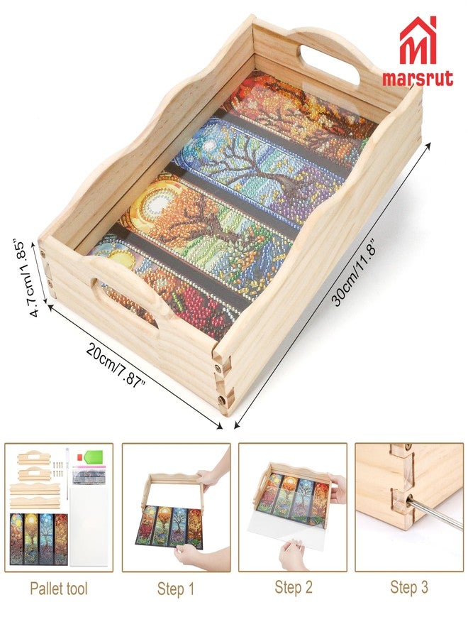 Marsrut Diamond Art Wooden Tray Kit, 5D Painting Rectangular Serving Tray, Dot Drilled Dinner Plate, Creative DIY Mosaic with Handle & Four Seasons Scenery for Adults, Tea Coffee Snack, Home, Restaurant, Bar - Image 2