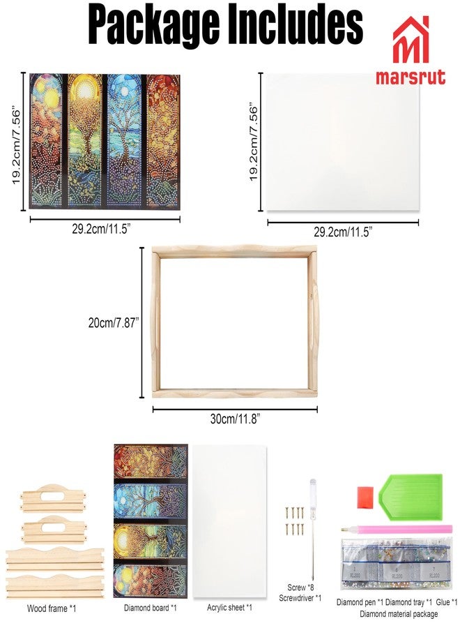 Marsrut Diamond Art Wooden Tray Kit, 5D Painting Rectangular Serving Tray, Dot Drilled Dinner Plate, Creative DIY Mosaic with Handle & Four Seasons Scenery for Adults, Tea Coffee Snack, Home, Restaurant, Bar - Image 3
