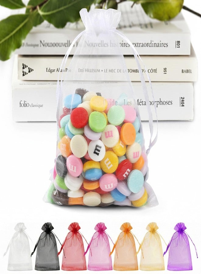 ANZNKU 50 Pack Organza Bags 5 x 7 in White Small Mesh Gift Bags Bulk Drawstring for Wedding Party Favors, Little Goodie Bag for Candy Jewelry Soap Makeup, Treat Sachet Pouch for Mothers Gifts Wrap - Image 1