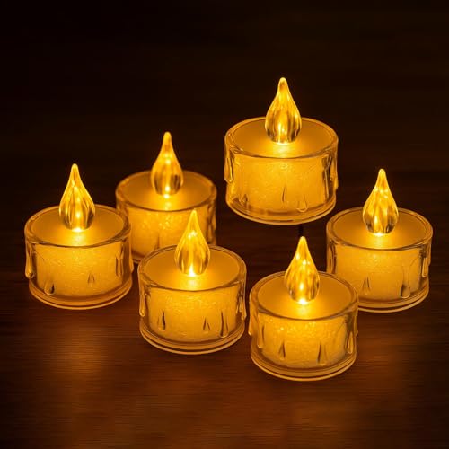 DECOVAA Crystal LED Tealight Candles, Battery-Operated Flameless Tea Lights Safe for Kids & Pets, Smokeless Decorative Candles for Home Décor, Diwali, Wedding & Home Decoration (Pack of 6) - Image 2