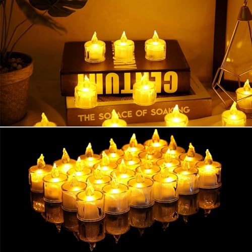 DECOVAA Crystal LED Tealight Candles, Battery-Operated Flameless Tea Lights Safe for Kids & Pets, Smokeless Decorative Candles for Home Décor, Diwali, Wedding & Home Decoration (Pack of 6) - Image 5
