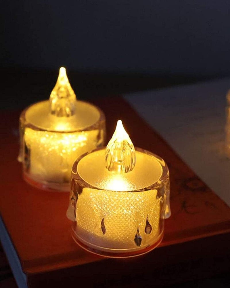 DECOVAA Crystal LED Tealight Candles, Battery-Operated Flameless Tea Lights Safe for Kids & Pets, Smokeless Decorative Candles for Home Décor, Diwali, Wedding & Home Decoration (Pack of 6) - Image 3
