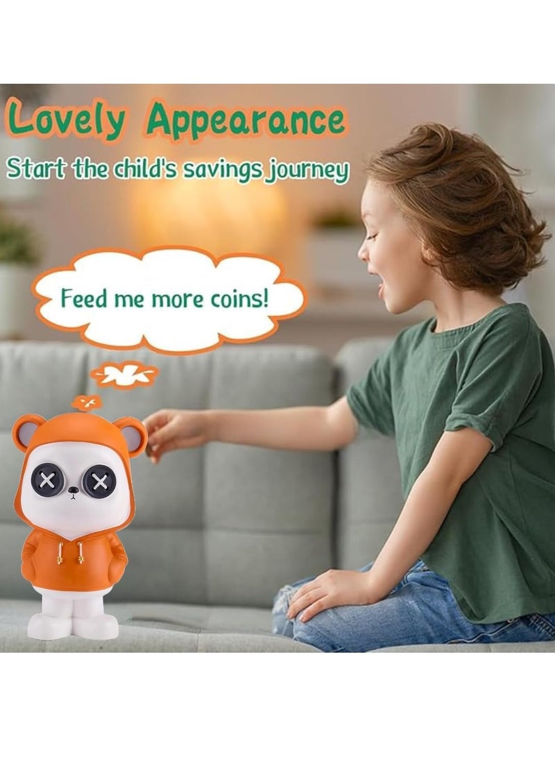 WISHWIND Orange Cool Panda with Hoodie Piggy Bank (Large) – Fun and Stylish Panda-Shaped Money Box for Kids, Teens, and Collectors, Perfect for Saving and Decorative Display - Image 4