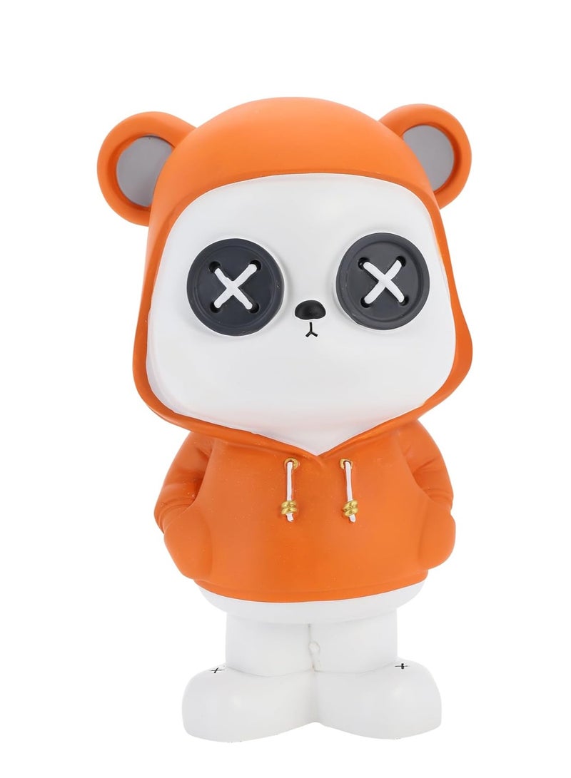 WISHWIND Orange Cool Panda with Hoodie Piggy Bank (Large) – Fun and Stylish Panda-Shaped Money Box for Kids, Teens, and Collectors, Perfect for Saving and Decorative Display - Image 2