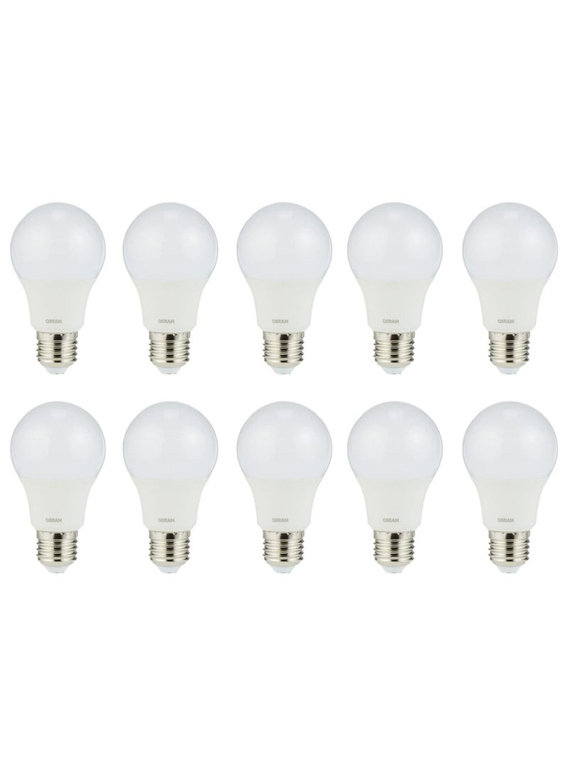 OSRAM Osram Led Value Classic A Screw Base E27, Frosted 4.9W, Day Light/6500K - Pack of 10 - Image 1