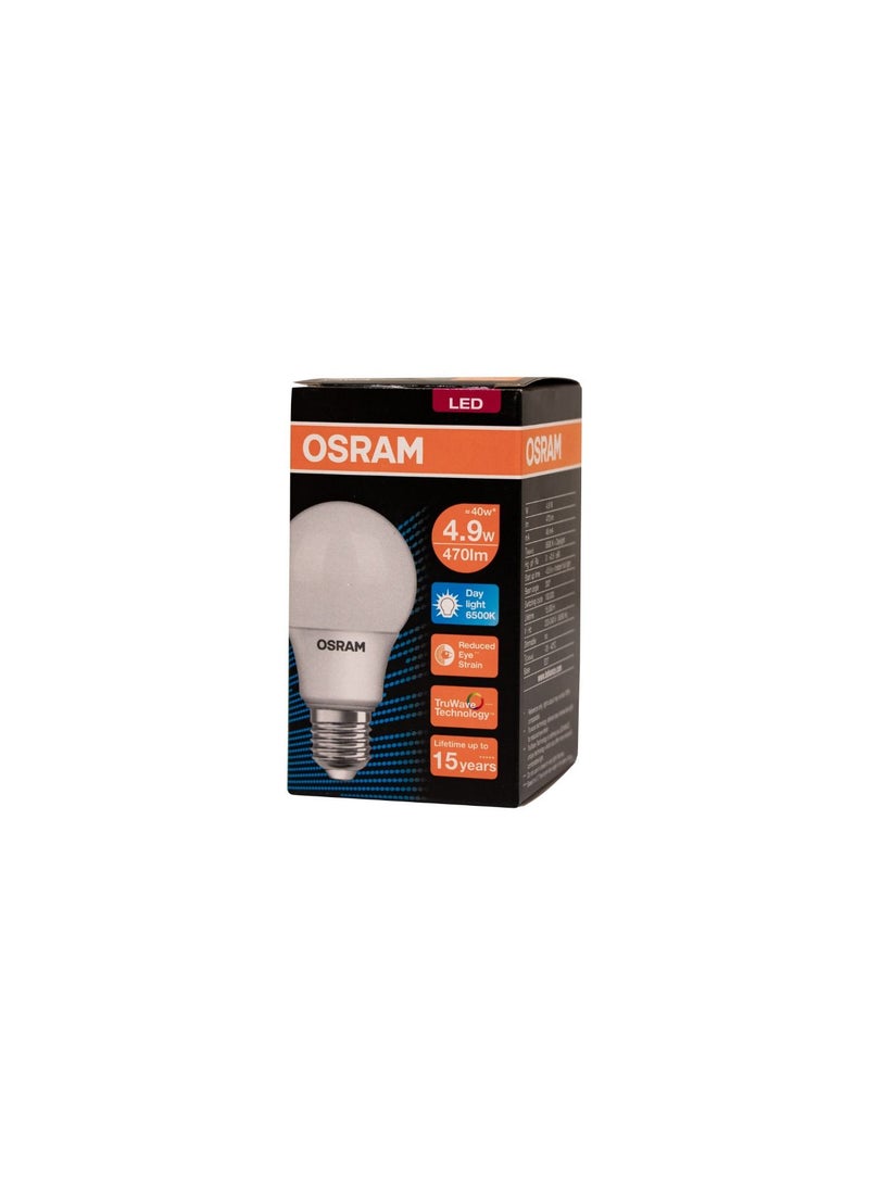 OSRAM Osram Led Value Classic A Screw Base E27, Frosted 4.9W, Day Light/6500K - Pack of 10 - Image 4