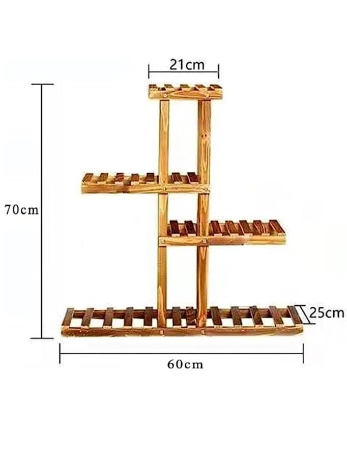 HOME TASTE Indoor Plant Stand Rack, Flower Pot Holder Organizer For Multiple Plants, Outdoor Wood Plant Shelves Corner Display Rack For Balcony Garden Living Room Patio Office (Il-13) - Image 2