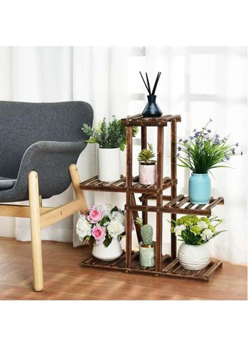 HOME TASTE Indoor Plant Stand Rack, Flower Pot Holder Organizer For Multiple Plants, Outdoor Wood Plant Shelves Corner Display Rack For Balcony Garden Living Room Patio Office (Il-13) - Image 4