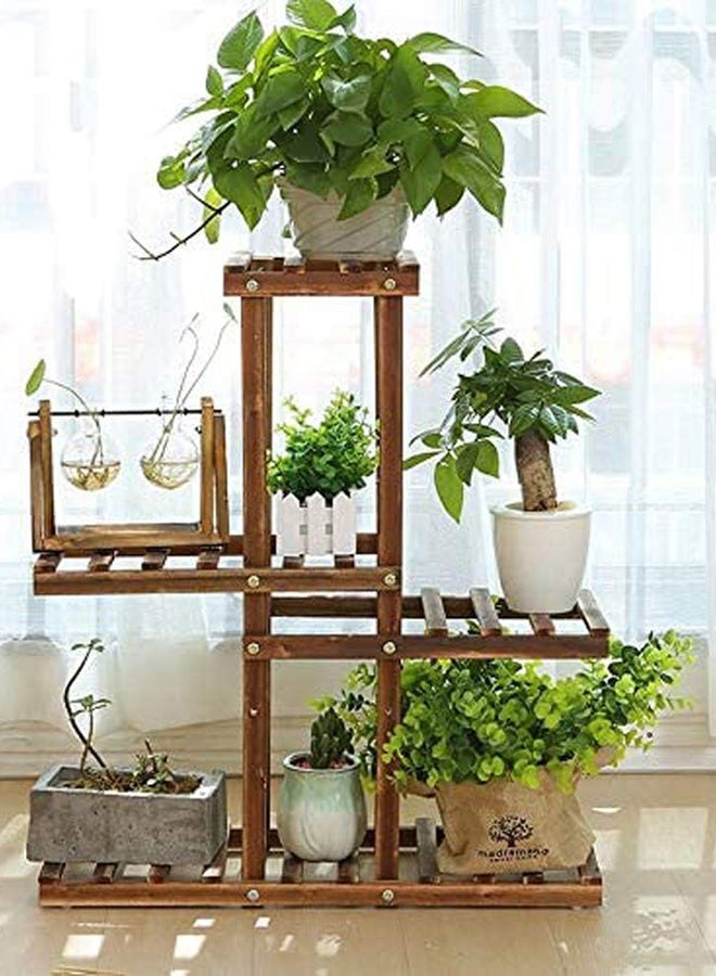 HOME TASTE Indoor Plant Stand Rack, Flower Pot Holder Organizer For Multiple Plants, Outdoor Wood Plant Shelves Corner Display Rack For Balcony Garden Living Room Patio Office (Il-13) - Image 1