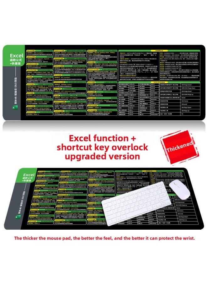 [IDEA Shortcut] Oversized WPS + CAD Mouse Pad Maya Office Computer Pad Blender Keyboard Pad-Color:900*400*4mm-Pattern:excel Function + Shortcut Key  - Image 1