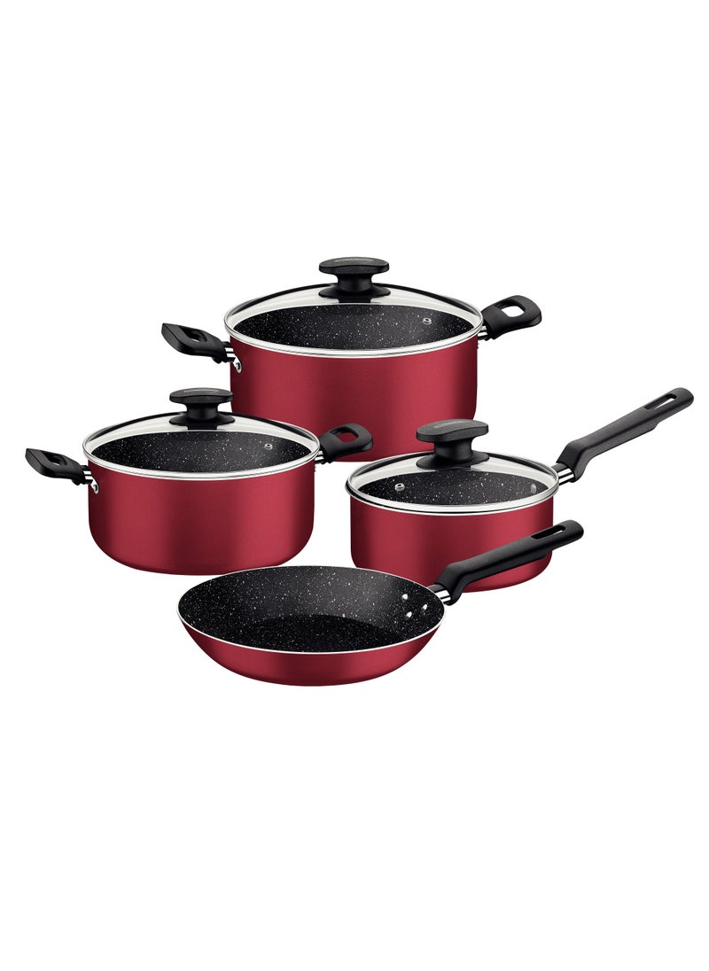 TRAMONTINA - Since 1911,Made in Brazil-  7 Pieces Red Aluminum Cookware Set with Interior and Exterior Starflon Max Nonstick Coating - Image 1