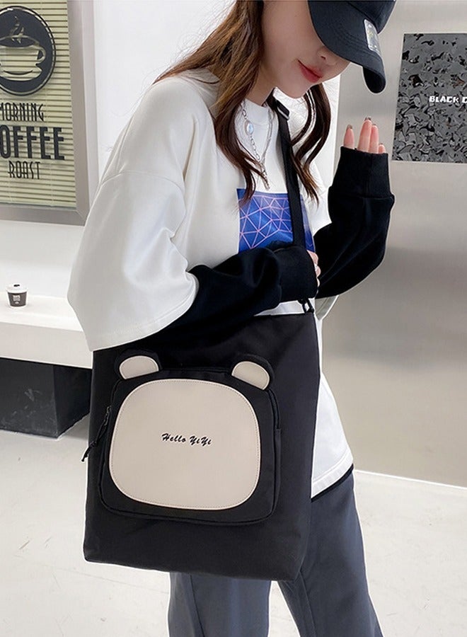 Joychic حقيبة كتف مقاومة للماء بجيب أمامي من النايلون برسوم كرتونية بسحاب مضاد للسرقة لحقيبة مدرسية للطلاب في المرحلة الابتدائية والمتوسطة والثانوية باللون الأسود - Image 4