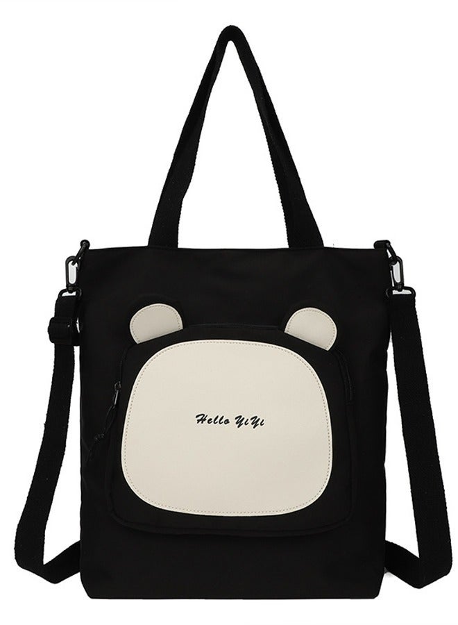 Joychic حقيبة كتف مقاومة للماء بجيب أمامي من النايلون برسوم كرتونية بسحاب مضاد للسرقة لحقيبة مدرسية للطلاب في المرحلة الابتدائية والمتوسطة والثانوية باللون الأسود - Image 5