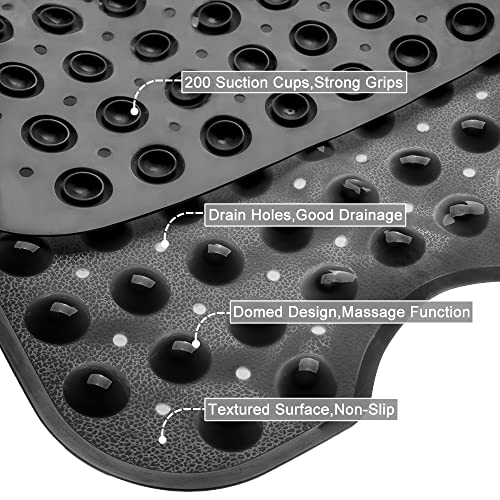 Linoows Bathtub and Shower Mats, Extra Long Non-Slip Bath Mat 39 x 16 Inch, Machine Washable Bath Tub Mat with Suction Cups & Drain Holes for Bathroom, Black - Image 3