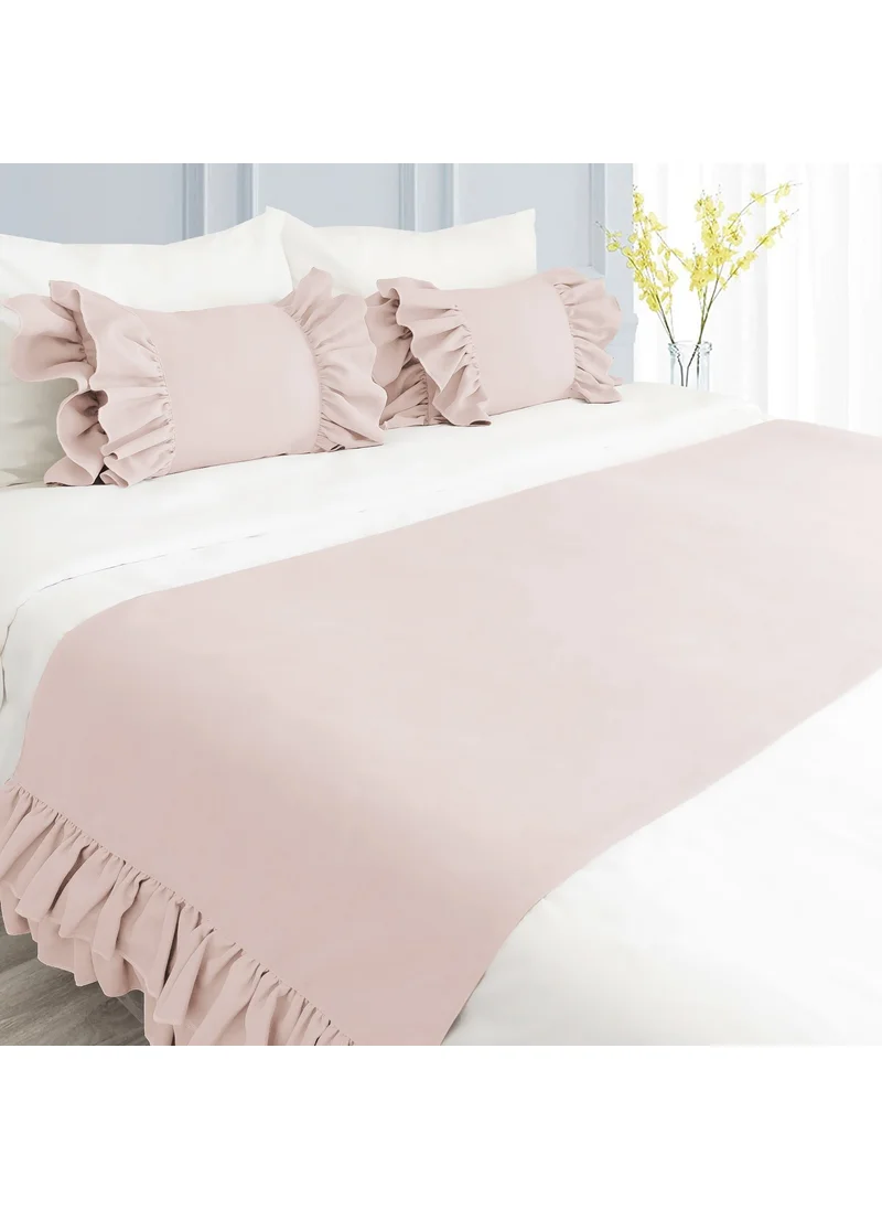 Ritmo Home Bed Runner & Stuffed Throw Pillow Set with Ruffles