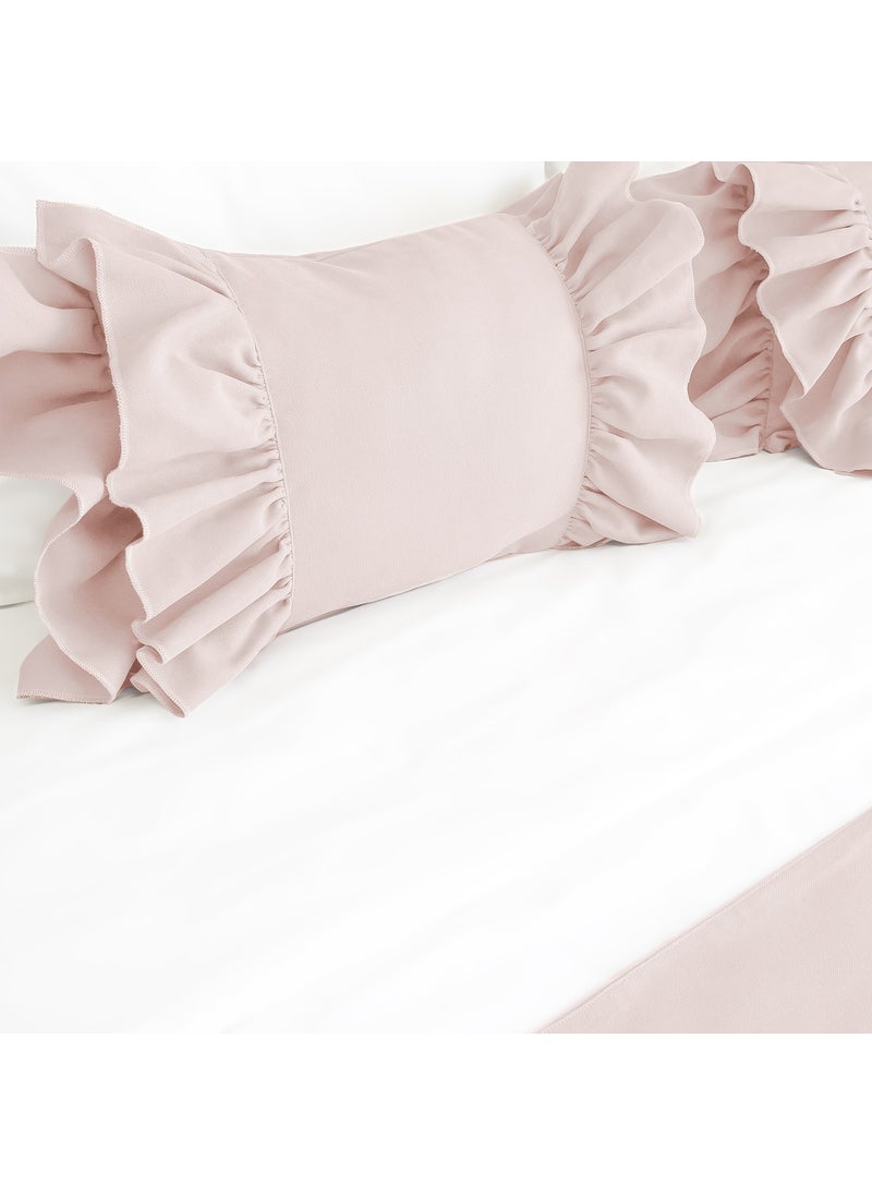 Ritmo Home Bed Runner & Stuffed Throw Pillow Set with Ruffles  - Image 3