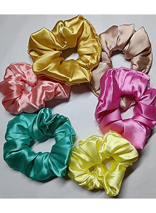 دريشتي مطاط شعر متعدد الألوان من دريشتي مصنوع من مادة الساتان للبنات والنساء، عبوة من 6 قطع - Image 2