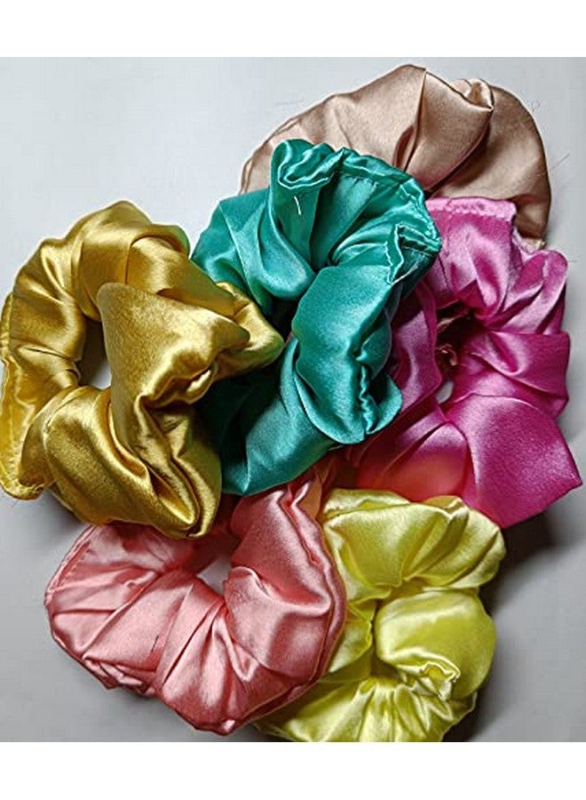دريشتي مطاط شعر متعدد الألوان من دريشتي مصنوع من مادة الساتان للبنات والنساء، عبوة من 6 قطع - Image 3
