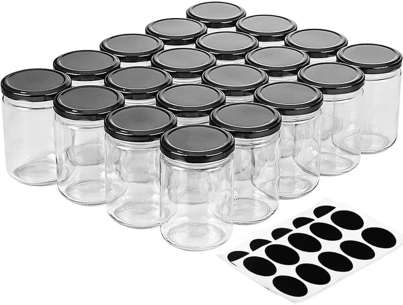 Boxoza Glass Small Containers Set Of 8 Masala And Spices Storage Jars For Kitchen, Refrigerator | Round Shape Glass Bottle For Kitchen Storage | Airtight Dry Fruits Container- 200 Ml, Blue - Image 1