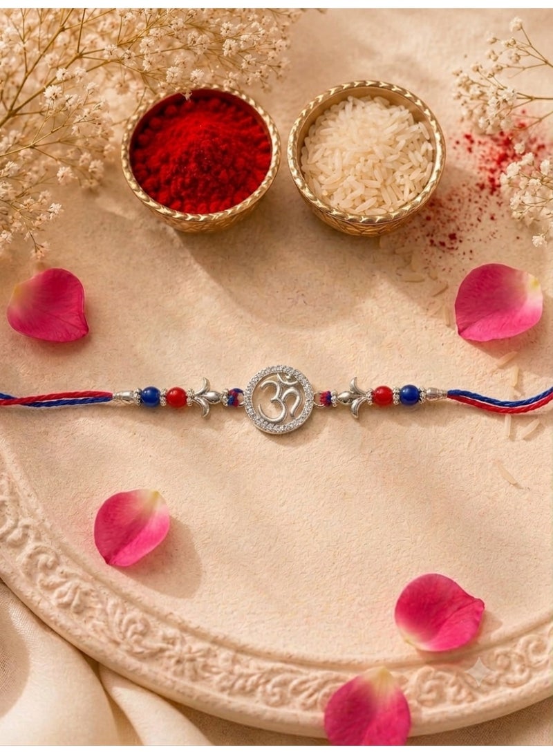 Kannan Jewels Kannan Premium Handcrafted 925 Silver Om Design Rakhi- 41 cm - Image 3