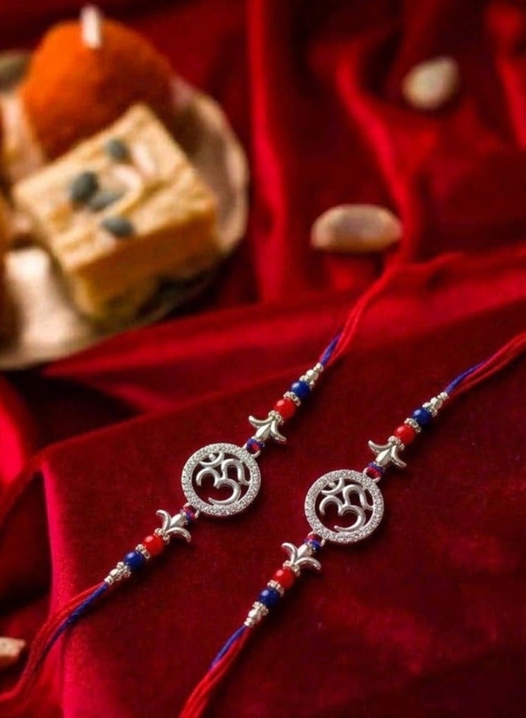Kannan Jewels Kannan Premium Handcrafted 925 Silver Om Design Rakhi- 41 cm - Image 1