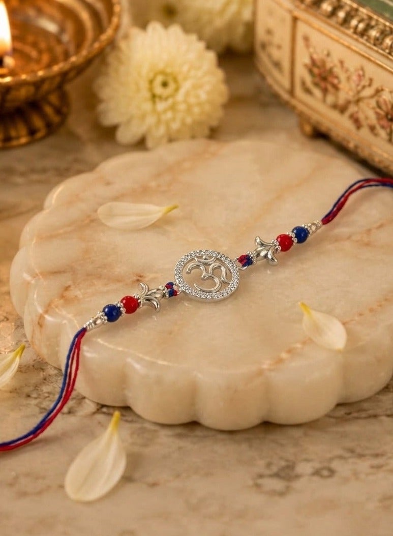Kannan Jewels Kannan Premium Handcrafted 925 Silver Om Design Rakhi- 41 cm - Image 2