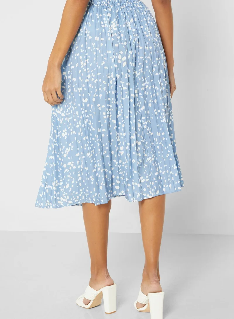 ELLA Printed Skirt With Pleats