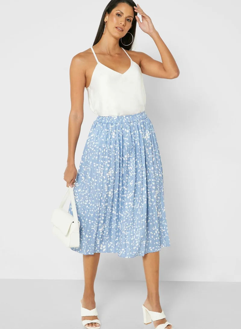 ELLA Printed Skirt With Pleats